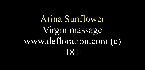  Arina being massaged for first time